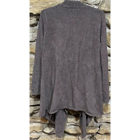 Women's Grey/Tan Barefoot Dreams CozyChic Lite Island Wrap Cardigan Size L/XL - Picture 3 of 5